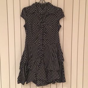 Black and white polka dot ruffle dress
